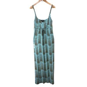 Tommy Bahama Womens Large Slinky Spaghetti Strap Maxi Dress Gown Vacation Beach
